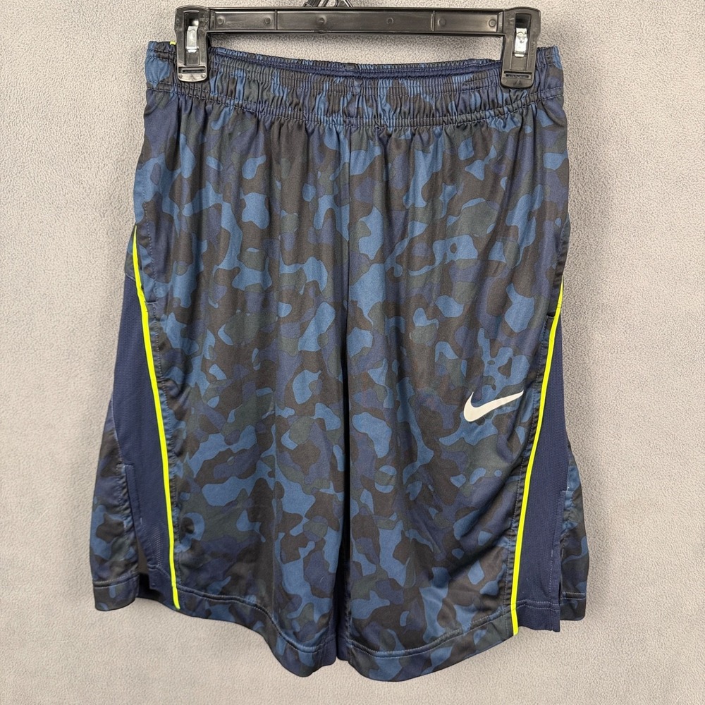 Nike Mens M Dri-FIT Blue Camo Dynamo Basketball Shorts Navy Neon 707352‎